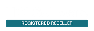 Oben steht in weiß „HCL Software” und unten „Registered Reseller”